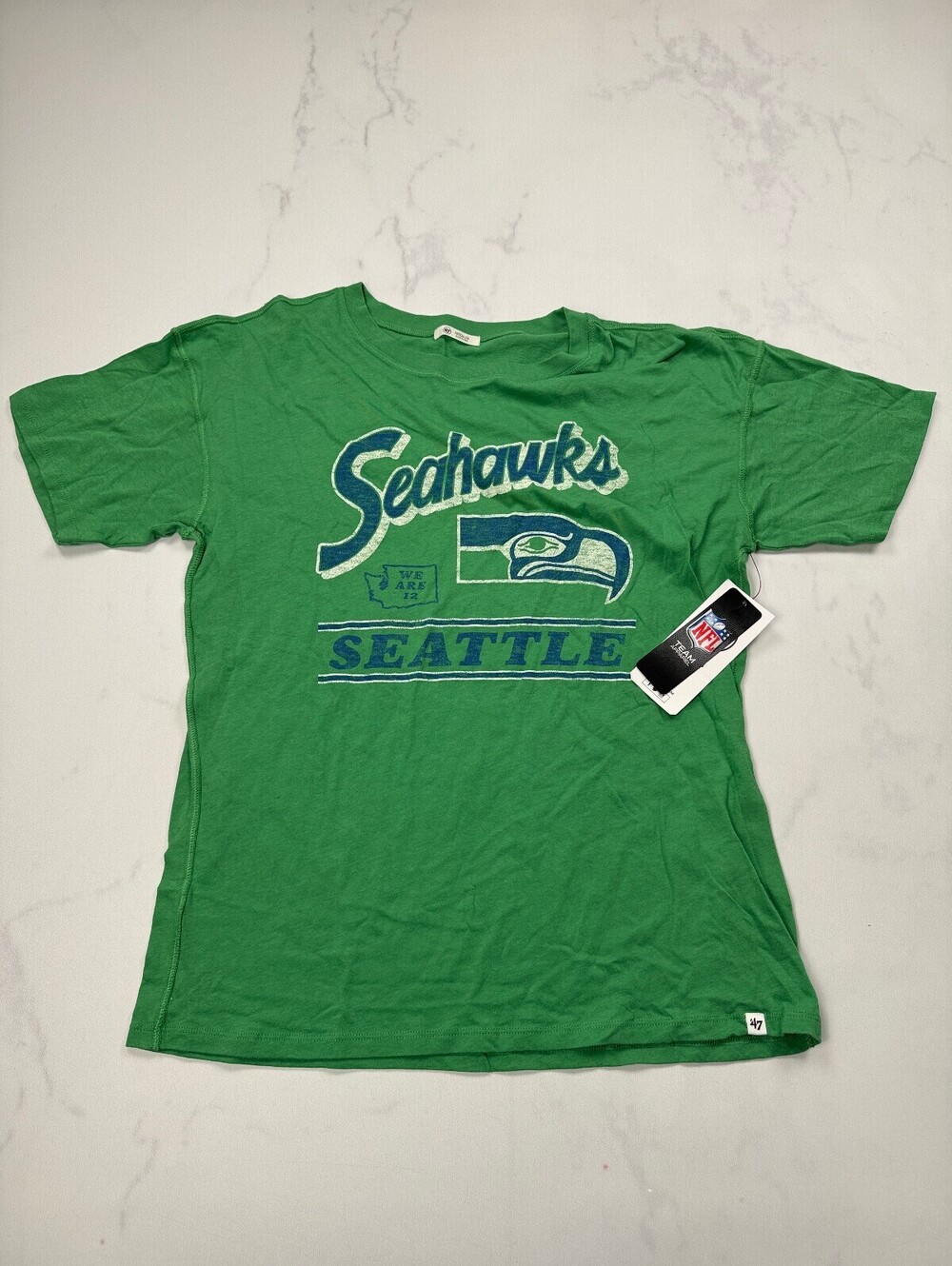 47 Seattle Seahawks T Shirt Green Modern Varsity - Womens Medium